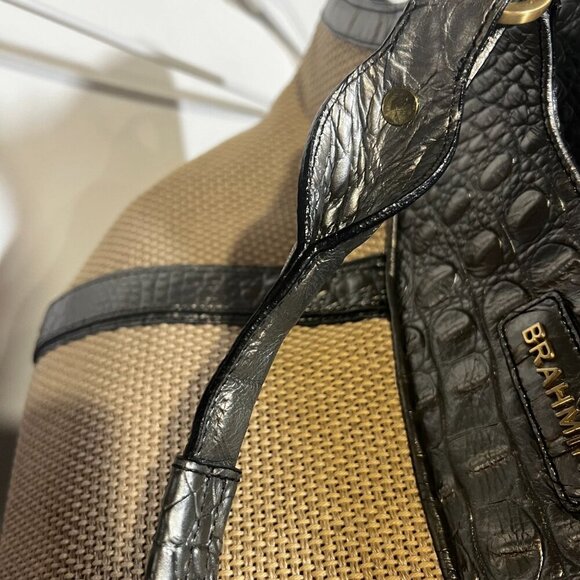 Brahmin Raffia Bag Crocodile Embossed Light Blue - Picture 9 of 12